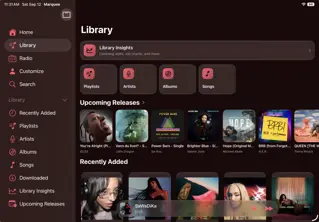 Library with sidebar — Marquee for Apple Music
